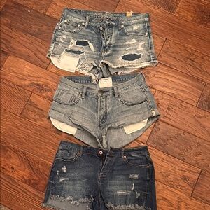 Denim Distressed Women's Shorts lot. Brand one teaspoon, american eagle, vanilla
